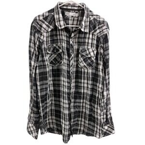 BKE Plaid Pearl Snap Shirt Western Tailored FIT Cowboy Country Rodeo Mens XL